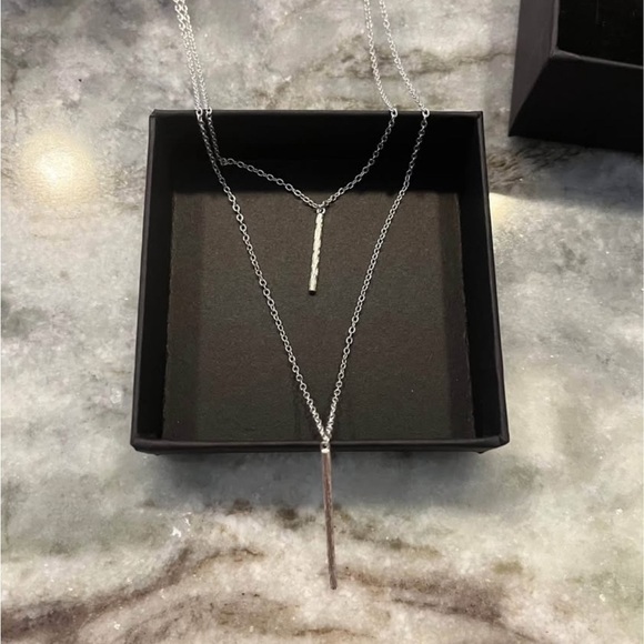 GORJANA marlow silver tone necklace. Double chain. Unique. Simple. - Picture 2 of 5